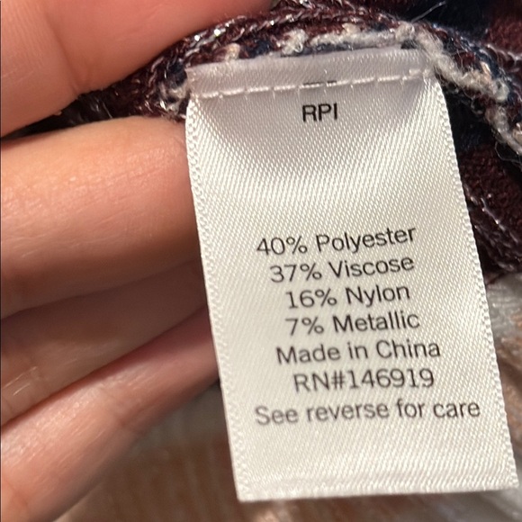 Nine West XS Metallic Striped Crew Neck Sweater Cream, Blue - Picture 6 of 8